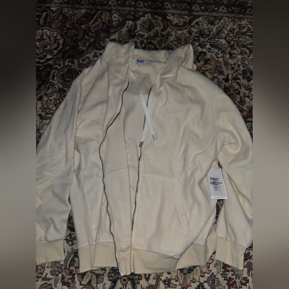 FEAT Blanketblend Unisex Cream Zip-Up Sweater